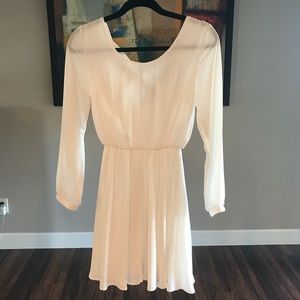 Long sleeve, white chiffon dress